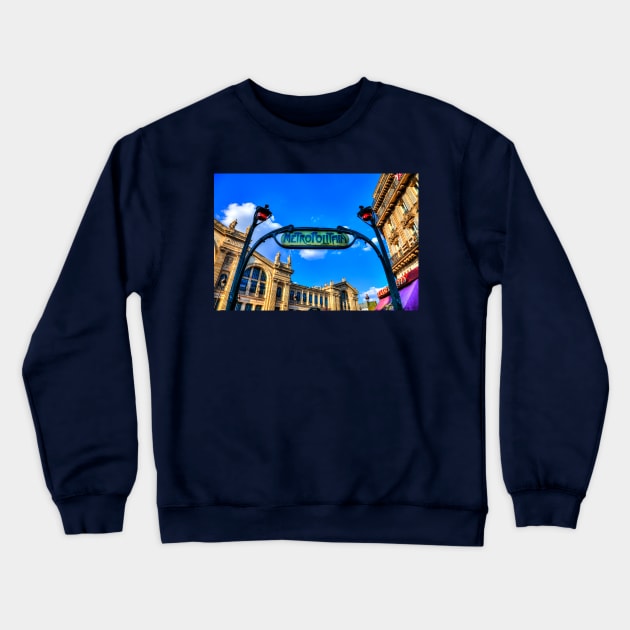 Paris Metro Art Nouveau Sign Crewneck Sweatshirt by tommysphotos